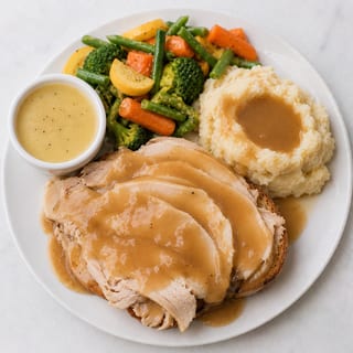 Roast Turkey Hot Open Sandwich