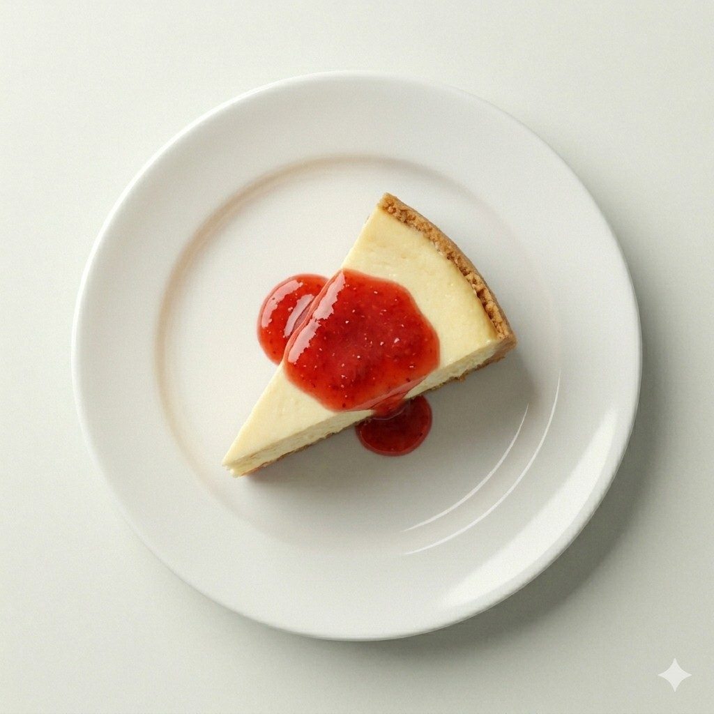 Sliced Strawberry Cheesecake.