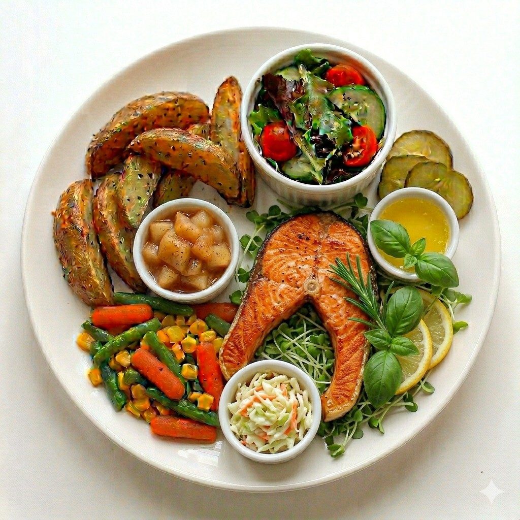 Broiled Salmon Steak.