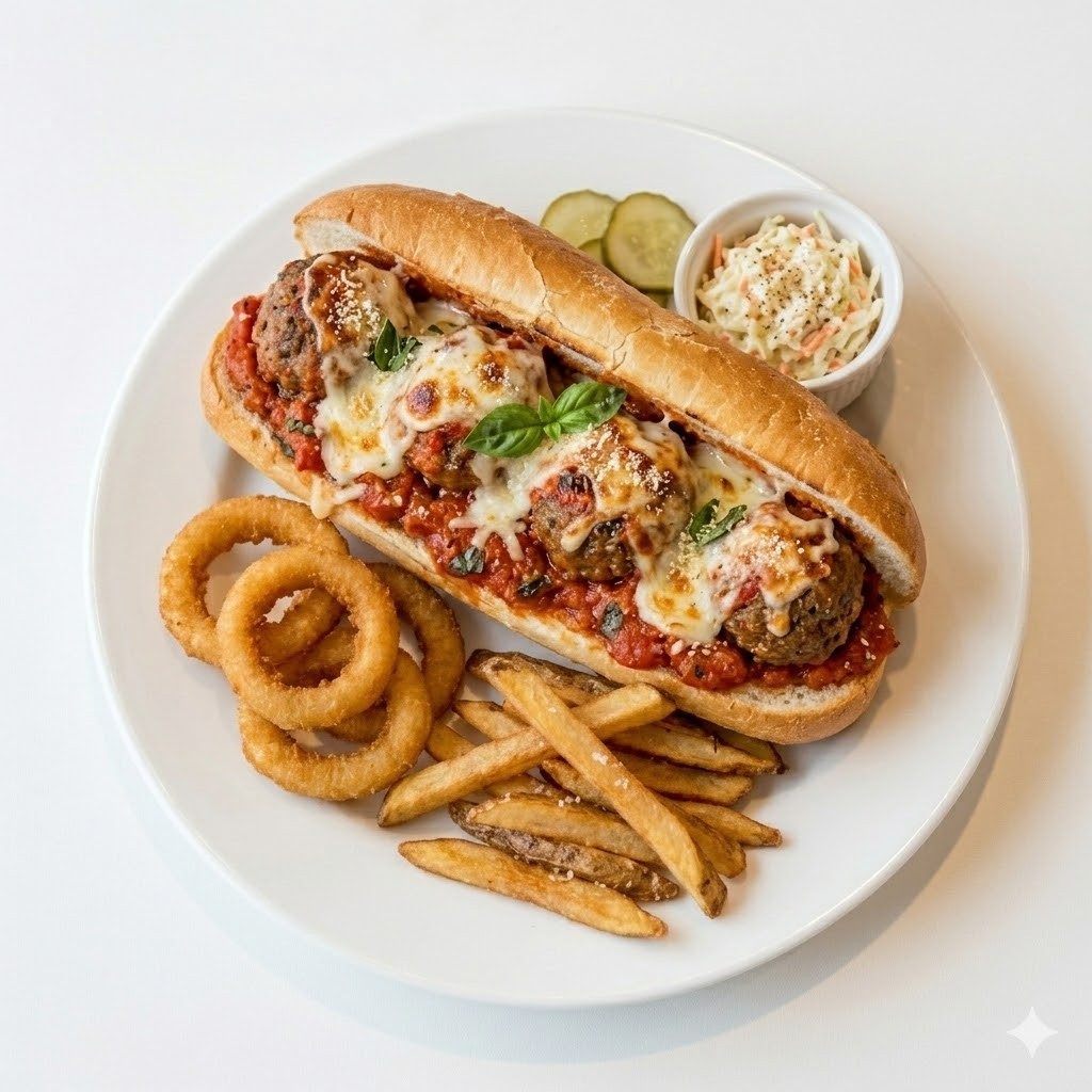 Meatball Parmigiana Hero.