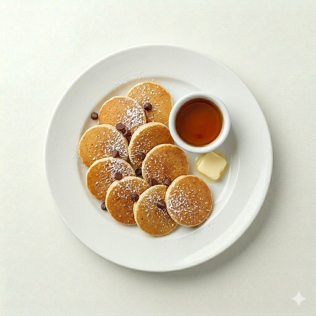 Silver Dollar Pancakes with Topping.