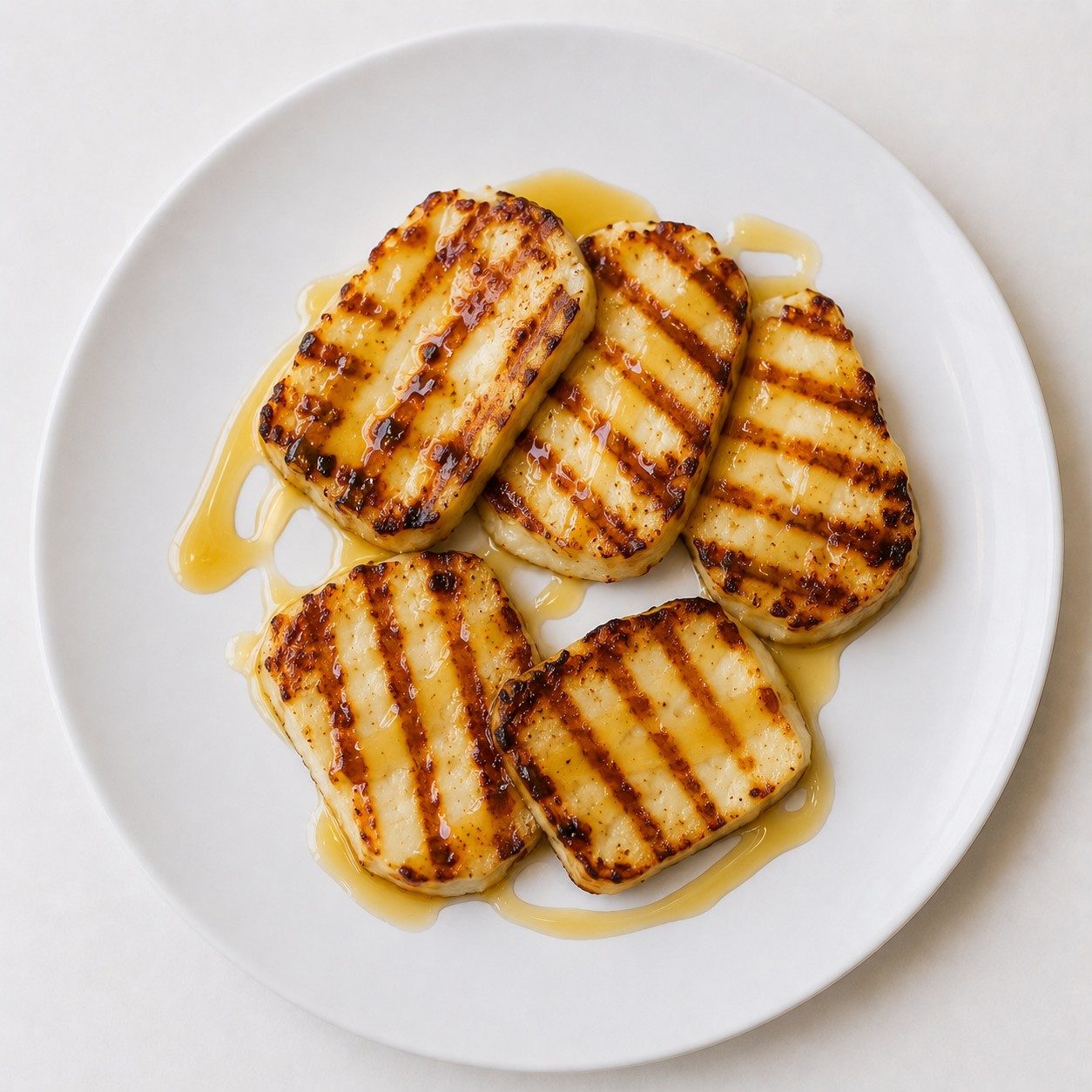 Grilled Honey Halloumi Cheese.
