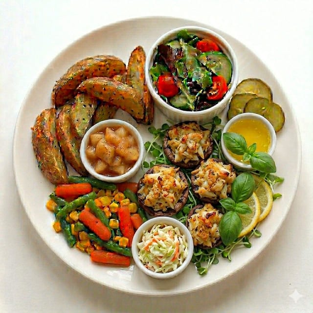 Broiled Stuffed Mushroom Entrée.
