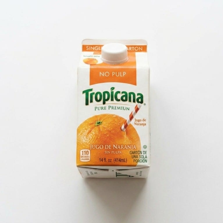14 oz. Tropicana O.J. Box.