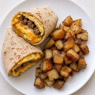 Sausage, Eggs & Cheese Omelette Wrap
