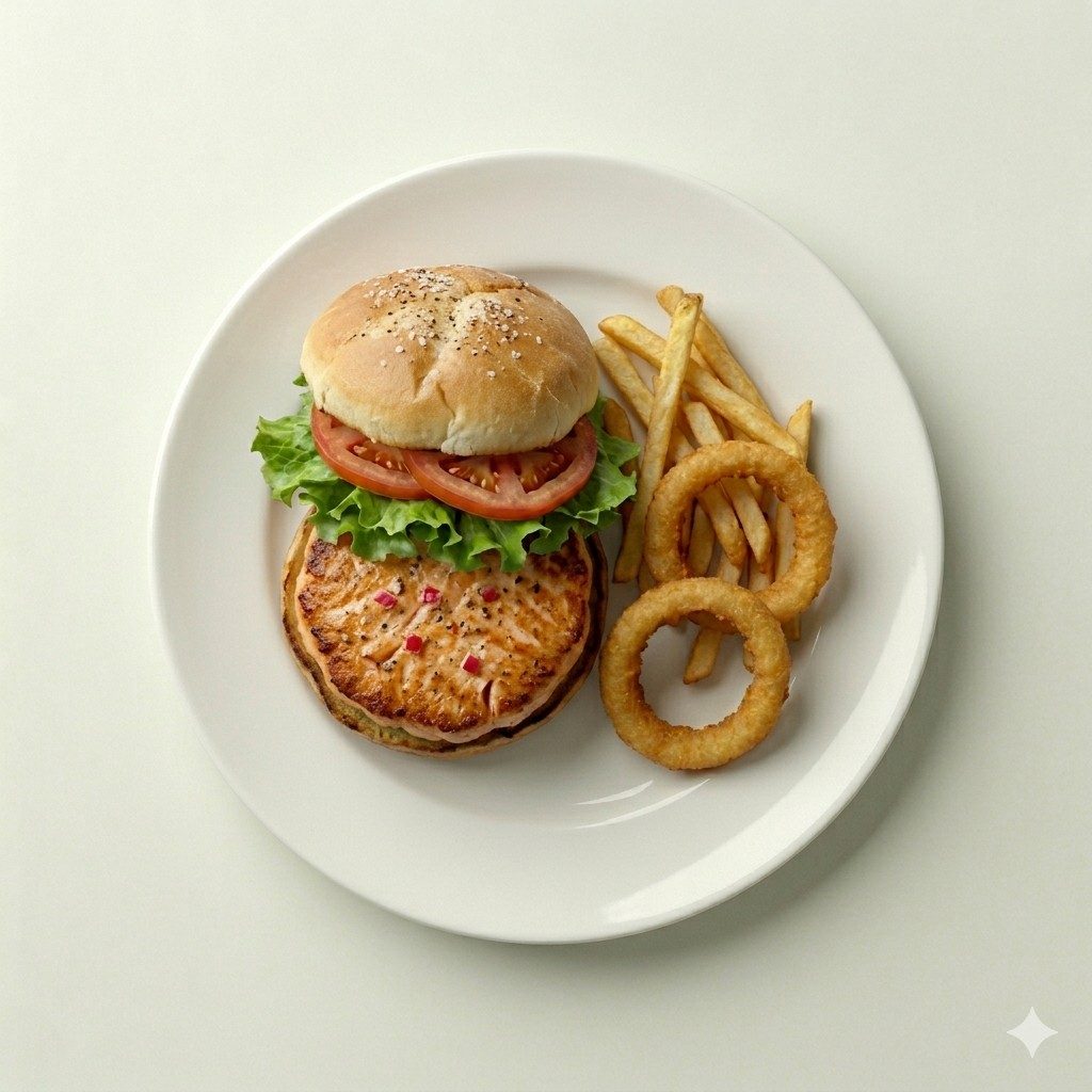 Salmon Burger Deluxe.