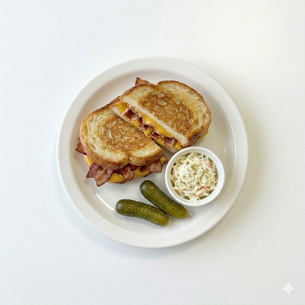 Grilled American Cheese with Bacon.